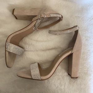 Tan sparkly heels
